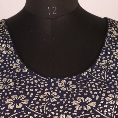 Party Wear All-Over Shimmer Floral Design with Stretch-Fit Lycra NavyBlue Blouse for Women