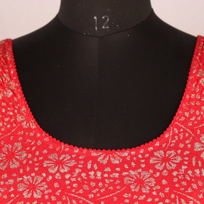 Party Wear All-Over Shimmer Floral Design with Stretch-Fit Lycra Red Blouse for Women