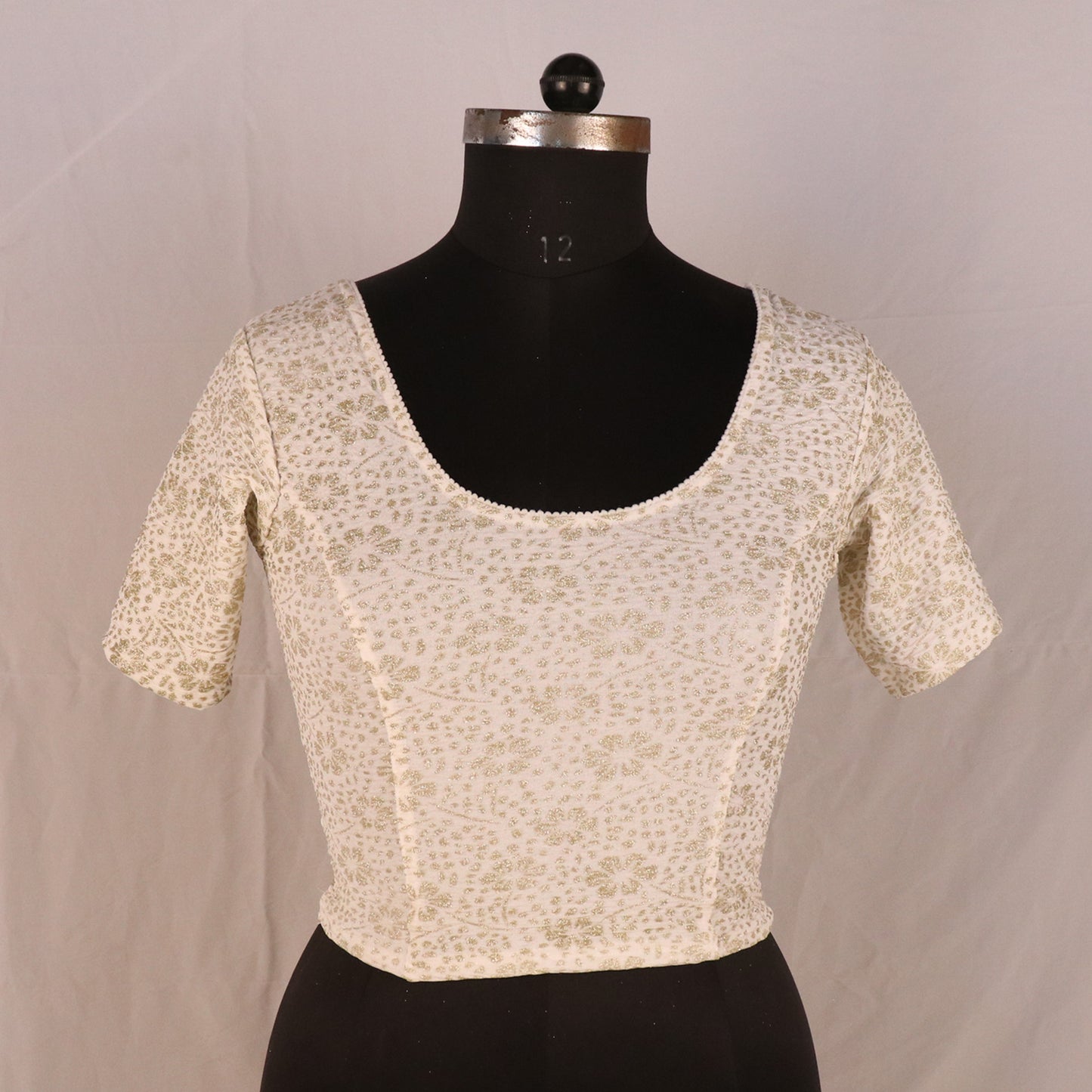 Party Wear All-Over Shimmer Floral Design with Stretch-Fit Lycra White Blouse for Women