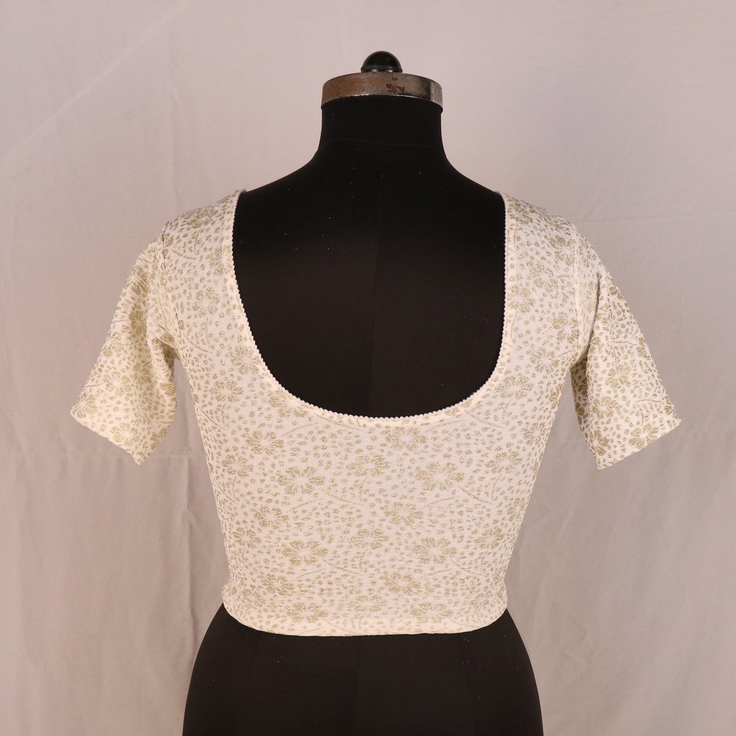 Party Wear All-Over Shimmer Floral Design with Stretch-Fit Lycra White Blouse for Women