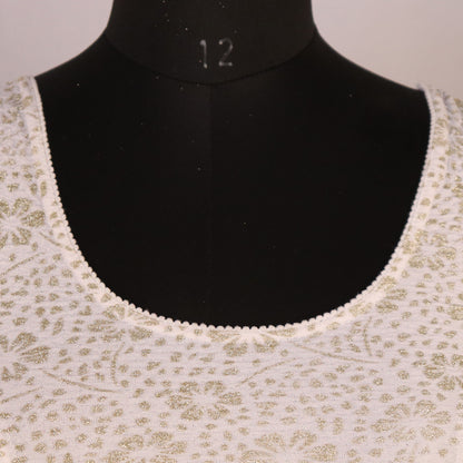 Party Wear All-Over Shimmer Floral Design with Stretch-Fit Lycra White Blouse for Women
