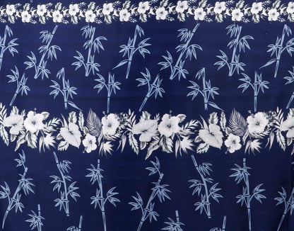 Tropical Bamboo and Floral Border Print Fabric