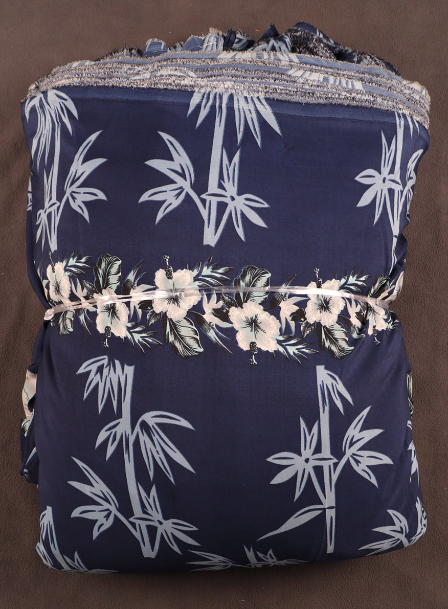 Tropical Bamboo and Floral Border Print Fabric