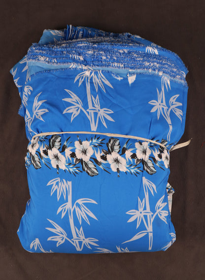Tropical Bamboo and Floral Border Print Fabric