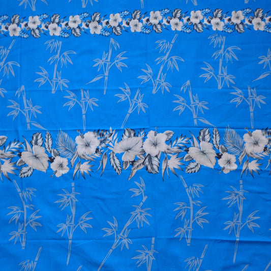 Tropical Bamboo and Floral Border Print Fabric