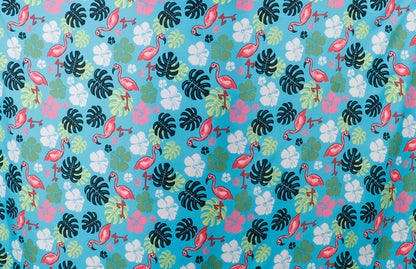 Tropical Flamingo & Hibiscus Print Fabric