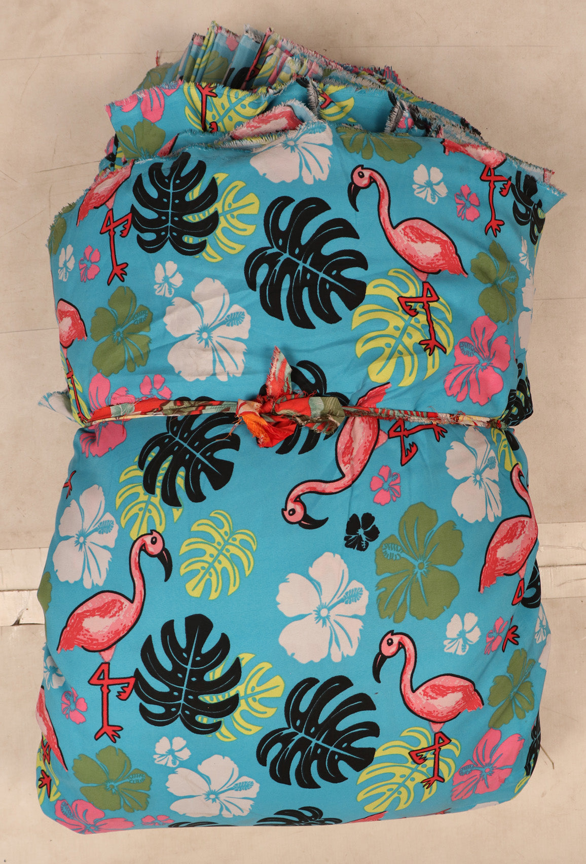Tropical Flamingo & Hibiscus Print Fabric
