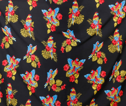 Tropical Parrot & Hibiscus Print Fabric