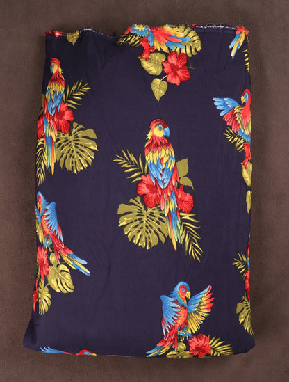 Tropical Parrot & Hibiscus Print Fabric