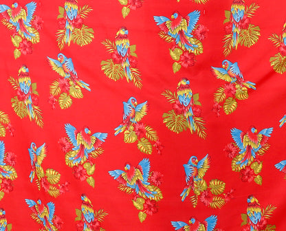 Tropical Parrot & Hibiscus Print Fabric
