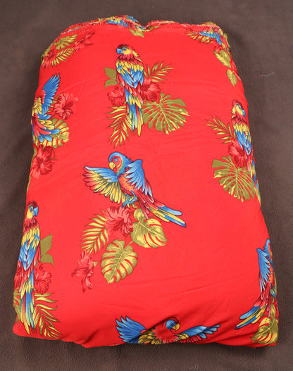 Tropical Parrot & Hibiscus Print Fabric