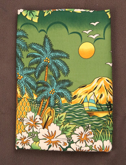 Vintage Hawaiian Surf & Sunset Print Fabric