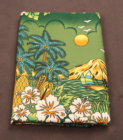 Vintage Hawaiian Surf & Sunset Print Fabric