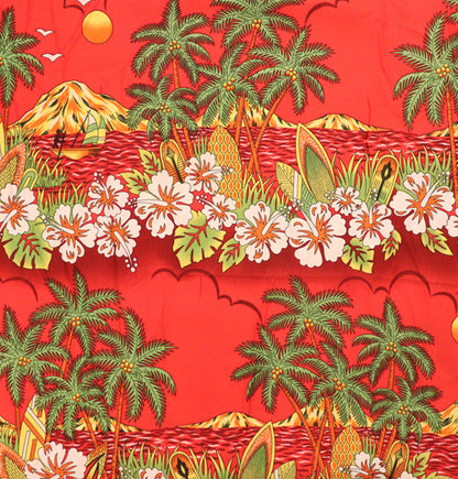 Vintage Hawaiian Surf & Sunset Print Fabric