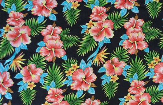Vivid Tropical Hawaiian Floral Printed Fabric