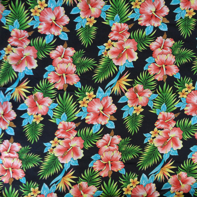 Vivid Tropical Hawaiian Floral Printed Fabric