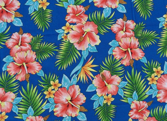 Vivid Tropical Hawaiian Floral Printed Fabric