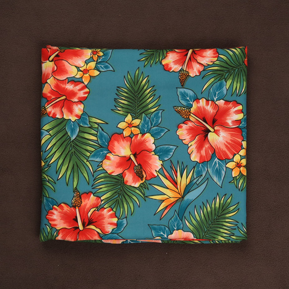 Vivid Tropical Hawaiian Floral Printed Fabric