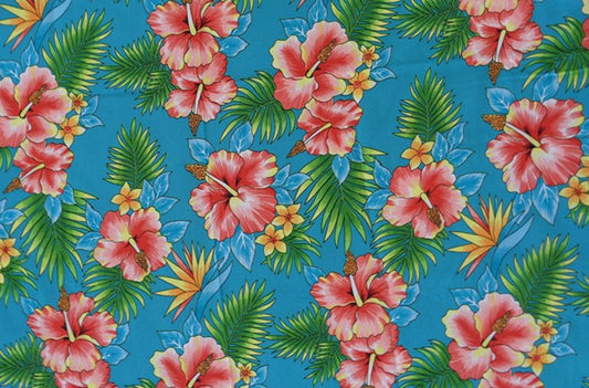 Vivid Tropical Hawaiian Floral Printed Fabric