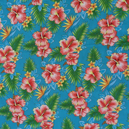 Vivid Tropical Hawaiian Floral Printed Fabric