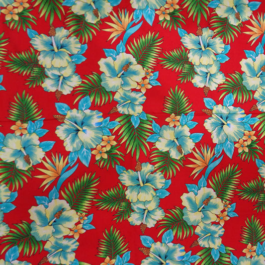 Vivid Tropical Hawaiian Floral Printed Fabric