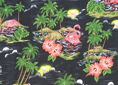Scenic design with Flamingo Island Print Fabric