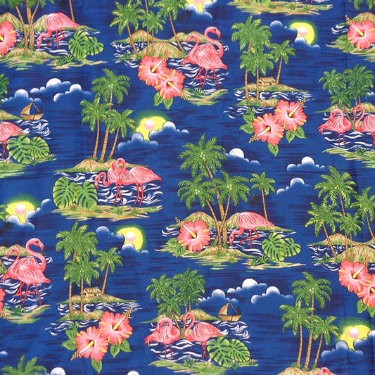 Scenic design with Flamingo Island Print Fabric