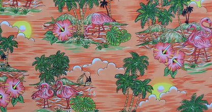 Scenic design with Flamingo Island Print Fabric