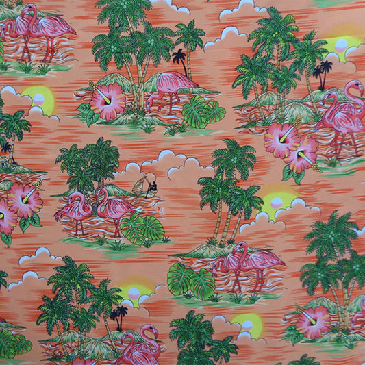 Scenic design with Flamingo Island Print Fabric