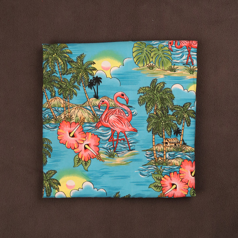 Scenic design with Flamingo Island Print Fabric