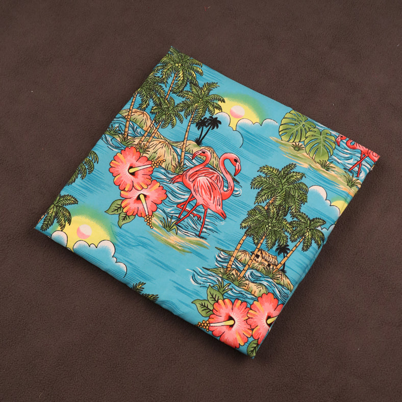 Scenic design with Flamingo Island Print Fabric
