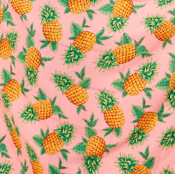 Features Tropical Pineapple Printed Fabric