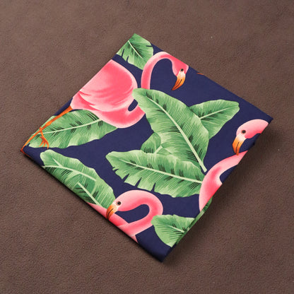 Tropical Flamingo & Banana Leaf Printed Fabric