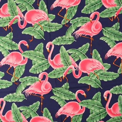Tropical Flamingo & Banana Leaf Printed Fabric