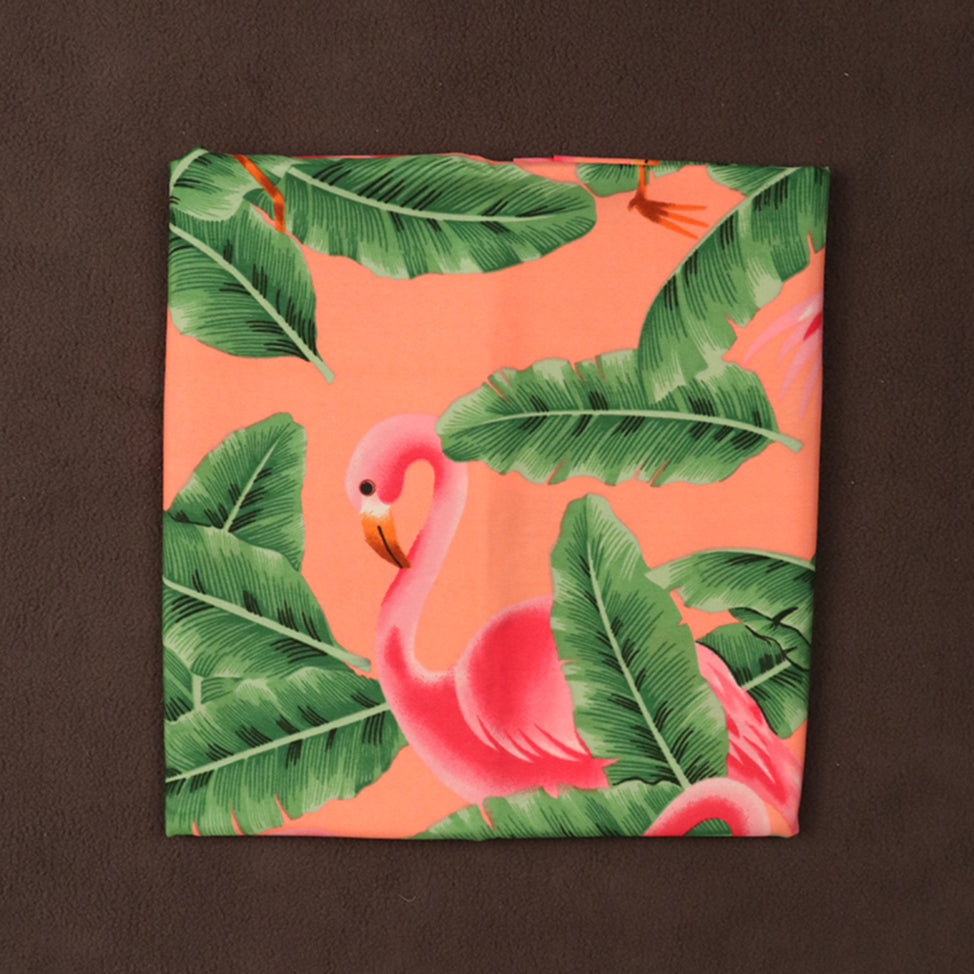 Tropical Flamingo & Banana Leaf Printed Fabric