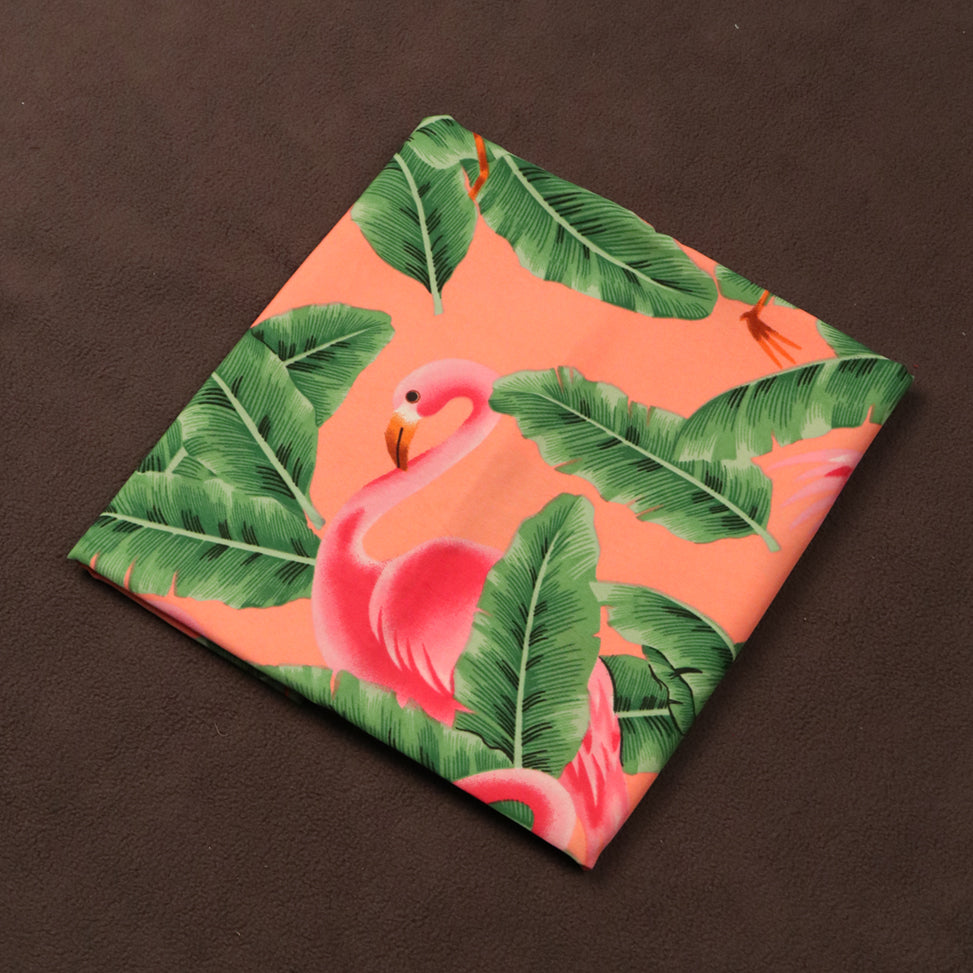 Tropical Flamingo & Banana Leaf Printed Fabric