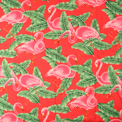 Tropical Flamingo & Banana Leaf Printed Fabric