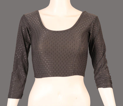 Classic Long Sleeve Dobby Weave Fabric Gray Blouse for Women