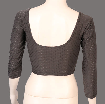 Classic Long Sleeve Dobby Weave Fabric Gray Blouse for Women
