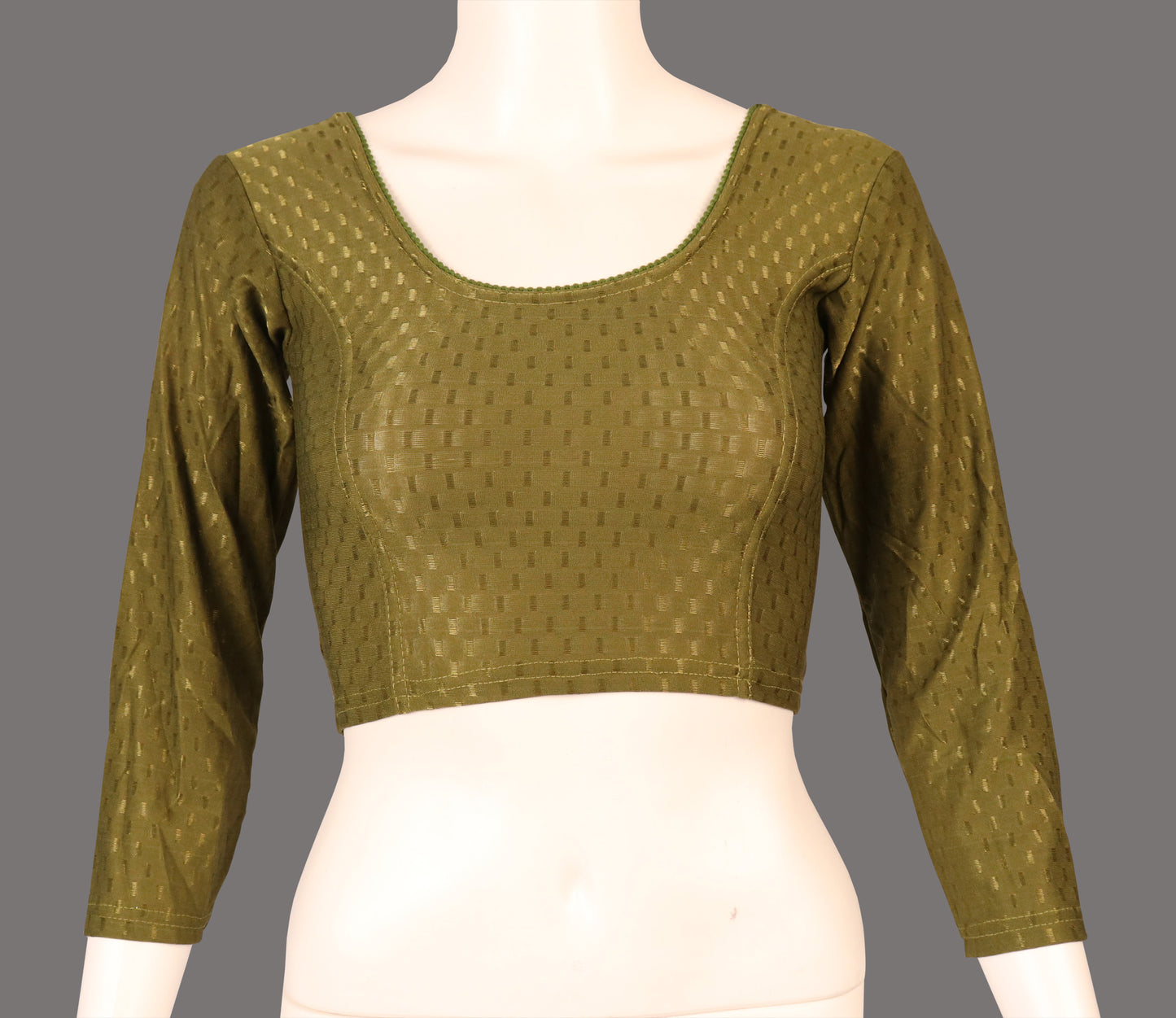 Classic Long Sleeve Dobby Weave Fabric Mehndi Blouse for Women