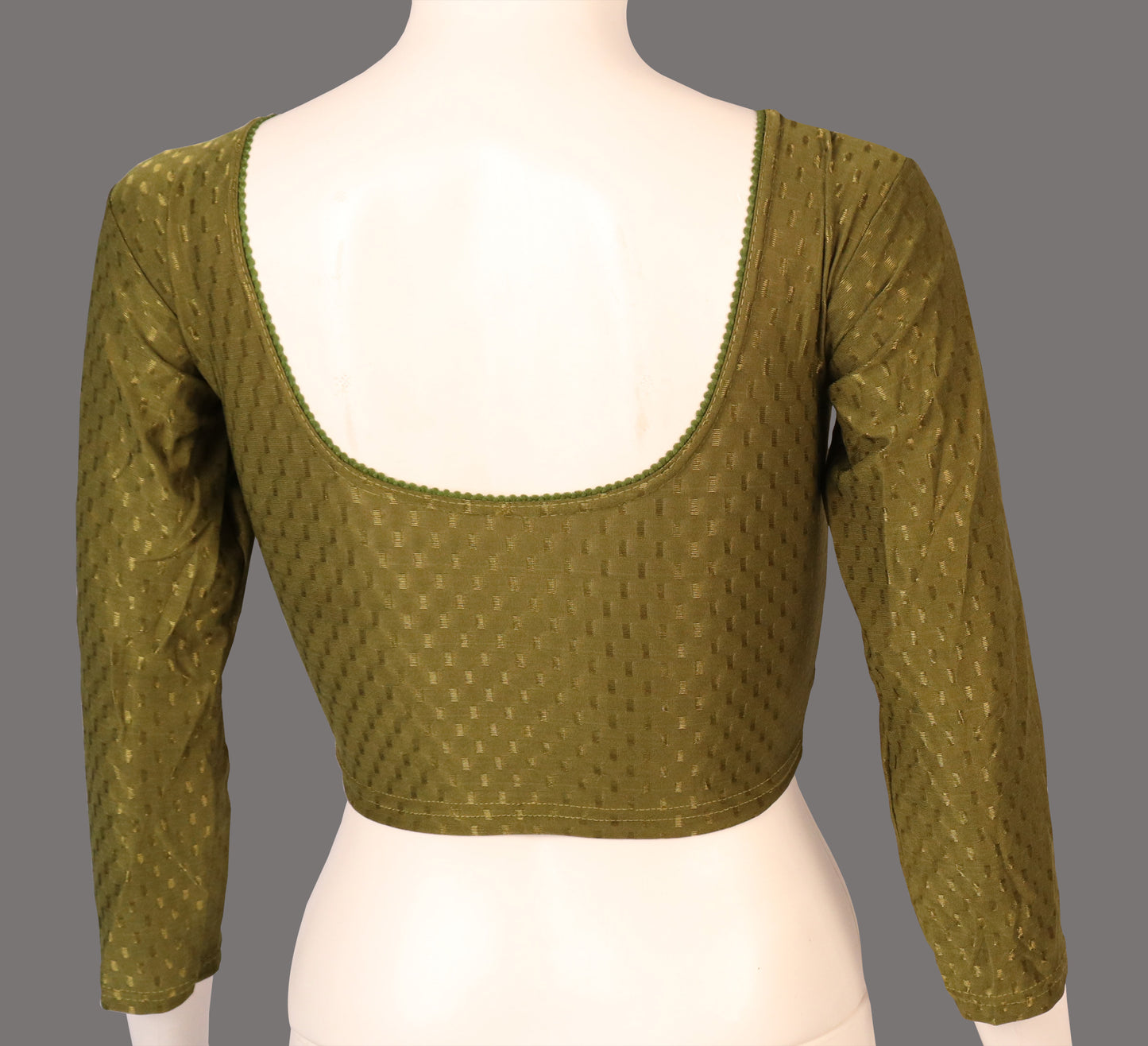 Classic Long Sleeve Dobby Weave Fabric Mehndi Blouse for Women