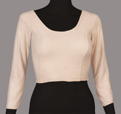 Classic Long Sleeve Dobby Weave Fabric White Blouse for Women