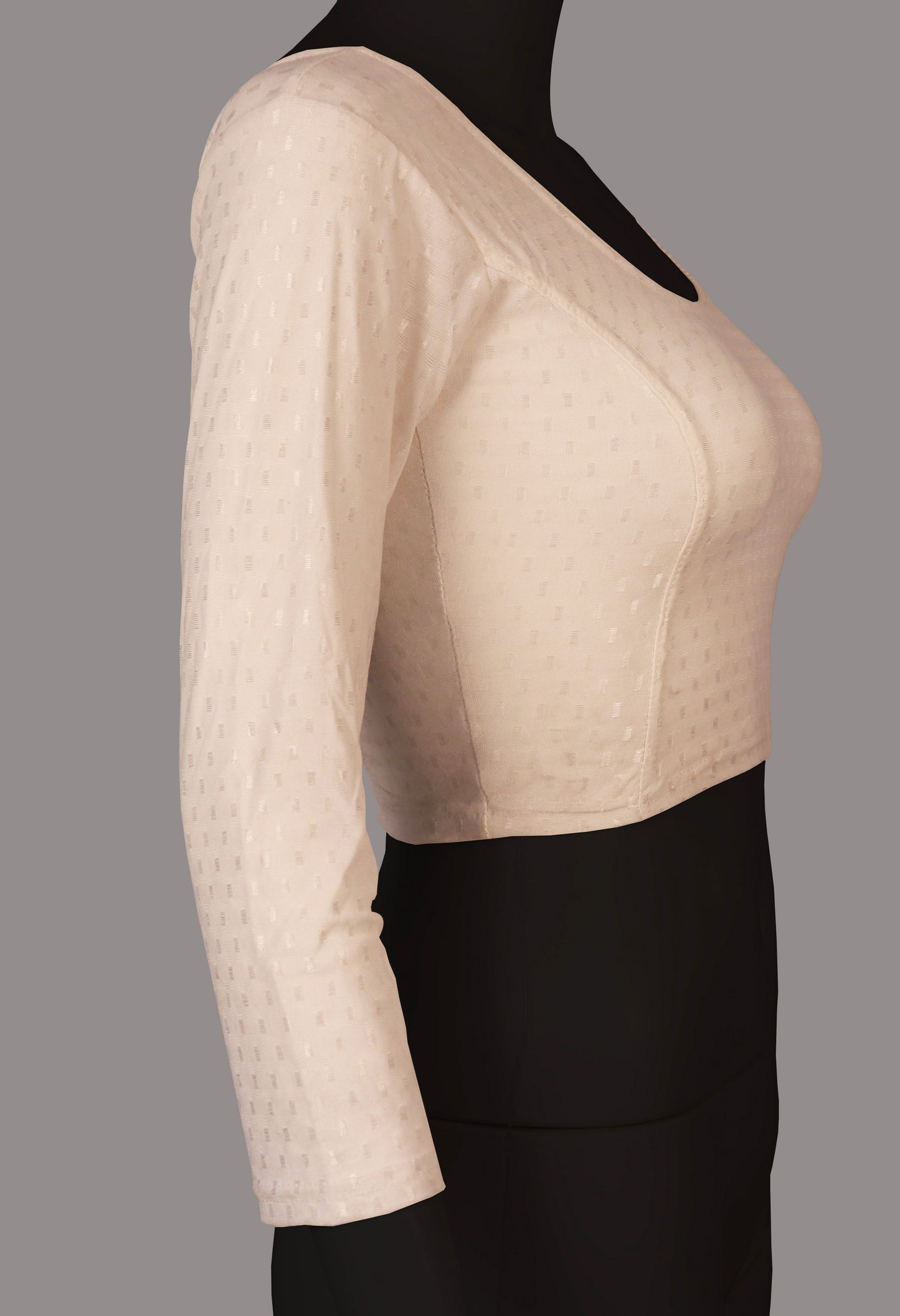 Classic Long Sleeve Dobby Weave Fabric White Blouse for Women