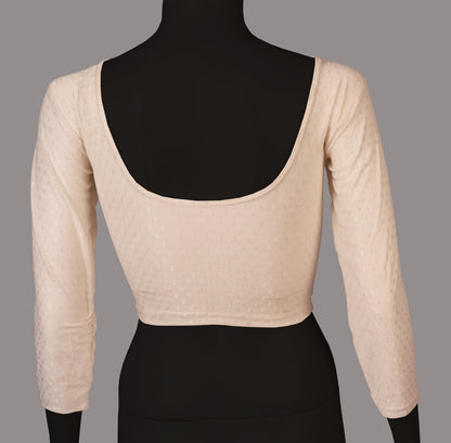 Classic Long Sleeve Dobby Weave Fabric White Blouse for Women