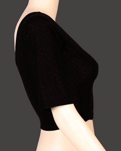Stylish and Trendy Design Black Dobby Blouse